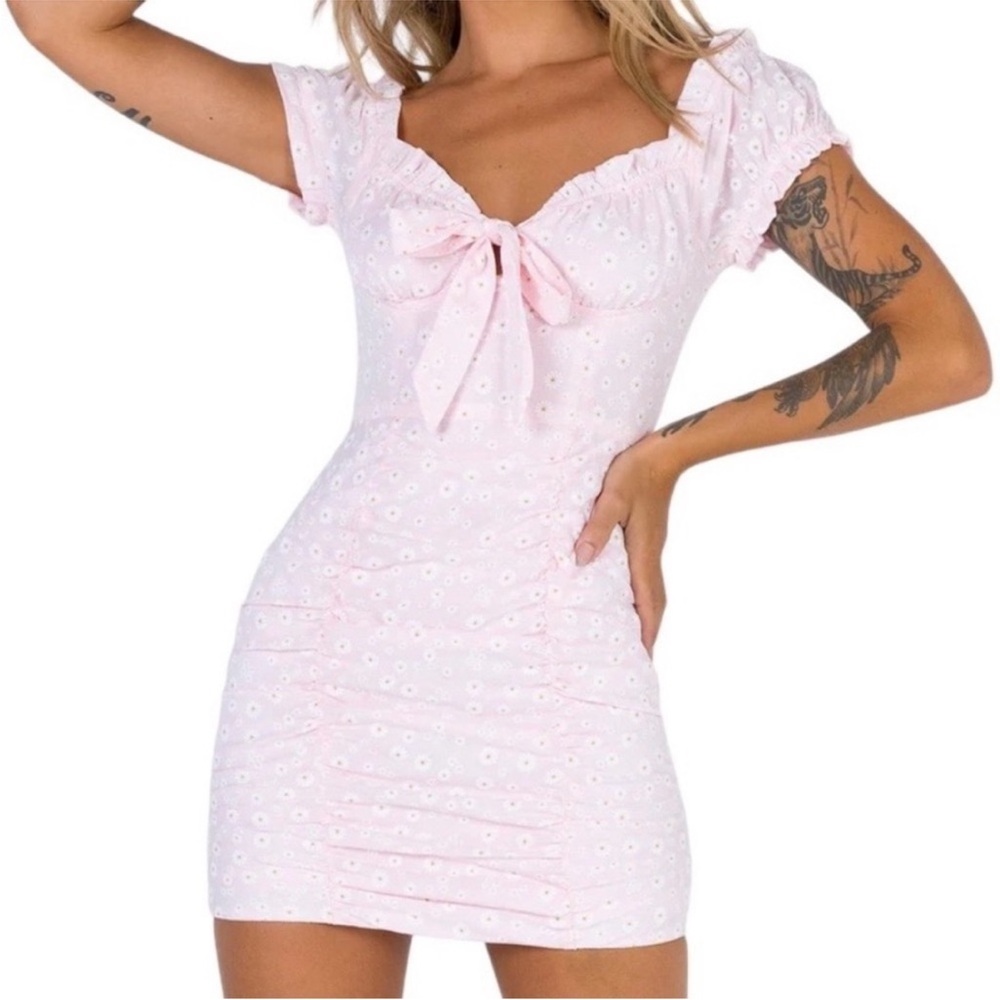 Princess Polly Back To Paris Dress floral ruched mini dress size 12